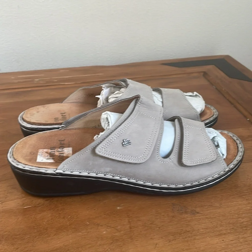 Finn Comfort Gray Slide Sandals Size 41